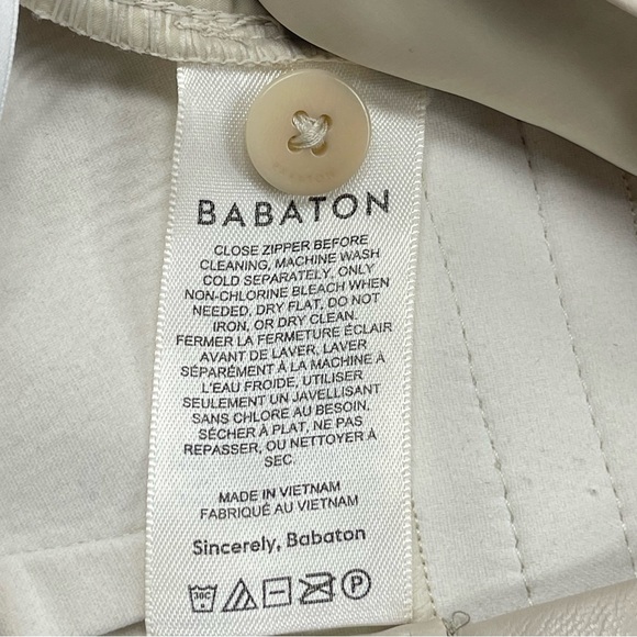 ARITZIA BABATON Women's Ivory Off-White Faux Leather Pants Tapered Leg Size 6 - Picture 4 of 9